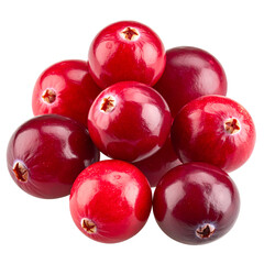 Obraz premium Fresh Cranberries Stacked Isolated on Transparent Background