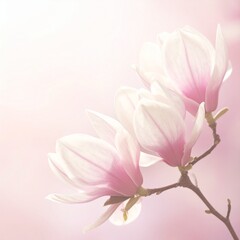 Fototapeta premium Magnolienblüten in pudrigem Rosé