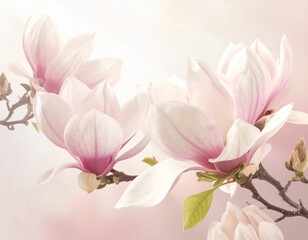 Obraz premium Magnolienblüten in pudrigem Rosé