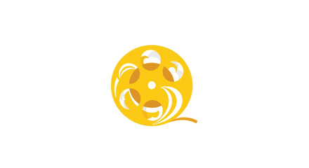 Bright Yellow Film Reel Icon on a Clean White Background.