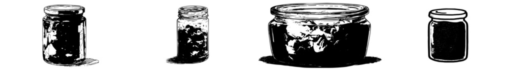 Obraz premium Amber jar of red berries with a gold lid