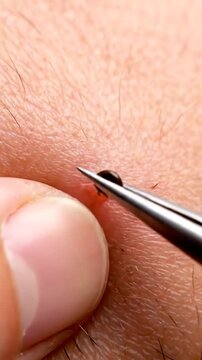 Careful Removal of a Blood-Sucking Tick from Human Skin.