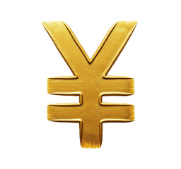 Obraz premium Yen currency symbol painted with thick brush stroke for finance exchange rate content, Japanese money icon for forex trading news pricing tags investment reports and payment graphics