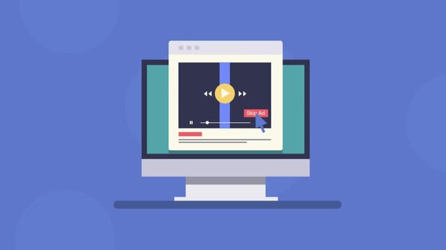 Cursor interaction activates skip ad control on video streaming platform, restoring content playback.