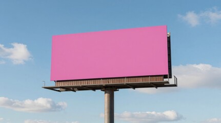 Obraz premium Blank Billboard Against a Cloudy Blue Sky, Perfect for Advertising Mockups and Outdoor Campaigns