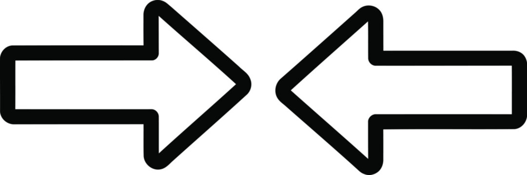 A simple graphic of two opposing arrows pointing towards each other.
