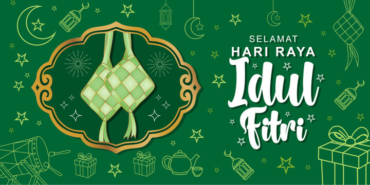 Eid Mubarak Template with its distinctive ornaments Vector Illustration, Selamat Hari Raya Idul Fitri Meaning : Happy Eid Mubarak. Great for banners, posters, cards and social media.