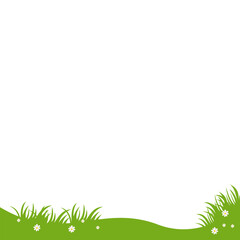 Green Grass and White Flowers Footer