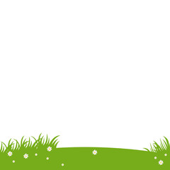 Green Grass and White Flowers Footer