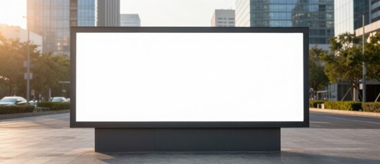 Fototapeta premium Blank Billboard Mockup in Urban Setting for Advertising, Marketing and Promotion with Copy Space
