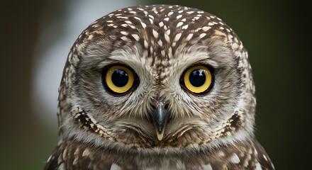 Obraz premium Hypnotic Golden Gaze - An Intense Close-Up Portrait of a Spotted Owl.