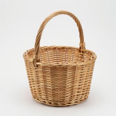 Wicker Basket: Handwoven, Rustic, and Versatile for Storage, Gifts, and Decorative Displays on White Background