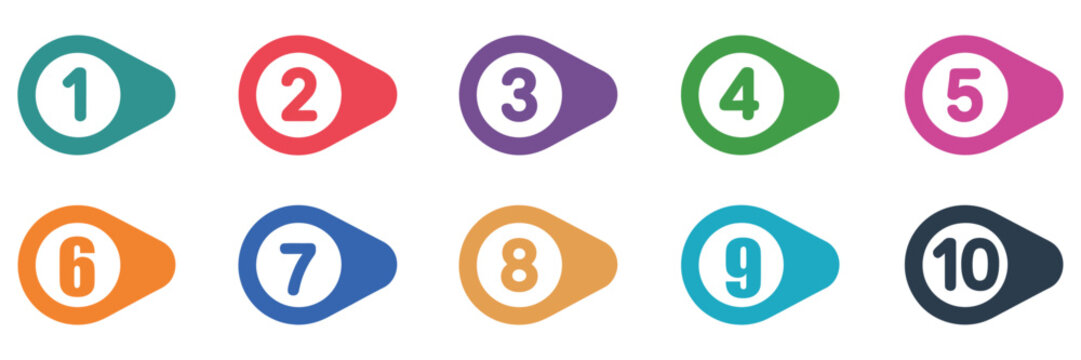 Number Bullet Point Colorful Vector EPS10, Bright Numbered for Lists