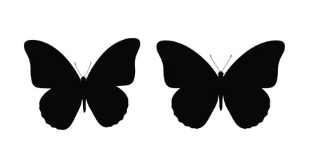 Two black silhouettes of butterflies with outstretched wings are depicted © Mama