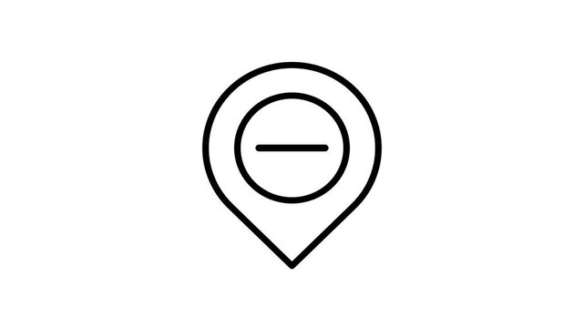 Animated location pin minus symbol animation