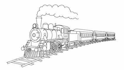 A steam train chugs along the tracks with smoke billowing out © dale