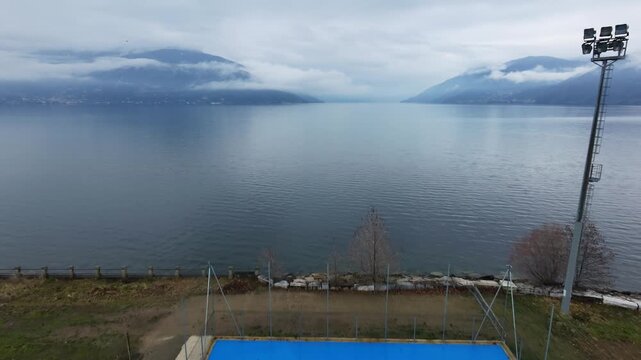Lakeside Basketball And Beach Volley Court At Luino Lake Maggiore