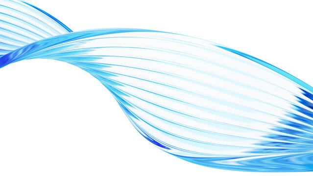 Liquid glass transparent twisted wave ribbon. Fluid flow line curve shape - 3d illustration