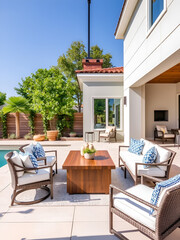 Designed with the utmost attention to detail, the modern patio showcases a harmonious fusion of luxury, functionality, and style