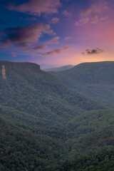 Beautiful flowing River in Fitzroy water Falls in Bowral NSW Australia beautiful colourful cloudy skies lovely waterfalls