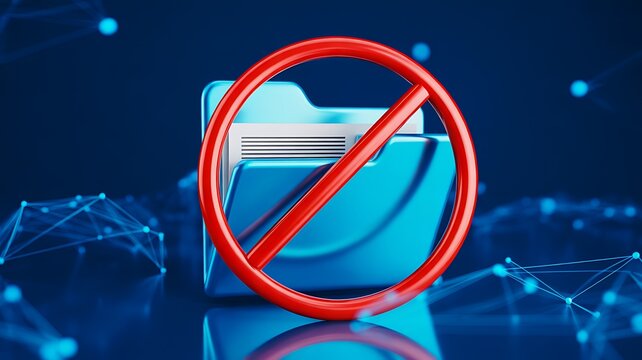 Prohibited folder icon with red ban sign representing restricted access concept
