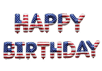 Patriotic American Happy Birthday balloons in red white and blue