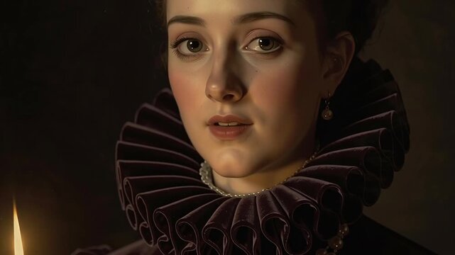 Renaissance Woman with Candlelight Portrait.