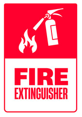 Fire Extinguisher Sign, Red and White