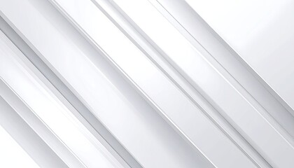 Obraz premium Abstract background featuring sharp, diagonal white and light gray parallel lines with subtle 3D depth.