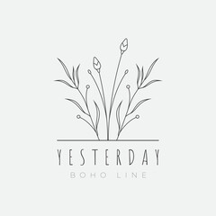 Leaf botanical minimalist logo design vector