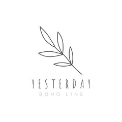 Leaf botanical minimalist logo design vector