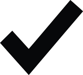 Bold black checkmark symbolizing completion or positive affirmation.