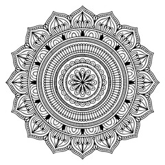 Fototapeta premium Intricate black and white floral mandala ornament for coloring book and decorative design