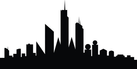 Obraz premium Abstract Geometric Cityscape Skyline Silhouette - Modern Urban Architecture Graphic