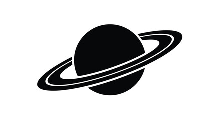 A black planet with prominent rings a striking black silhouette © MdShifulIslam