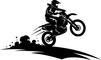 Motocross Rider Jumping Dirt Bike Over Hill Energetic