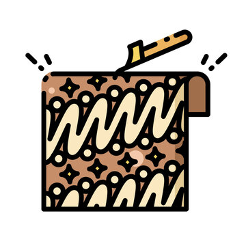 Traditional Indonesian Batik Pattern Icon with Canting Tool Vector Illustration