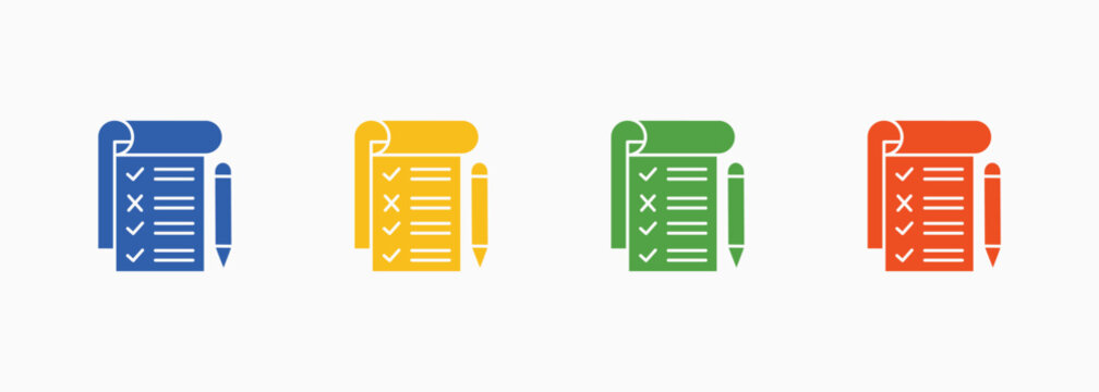 Test Paper Icon Set Color Multiple Style Collection Element For Design