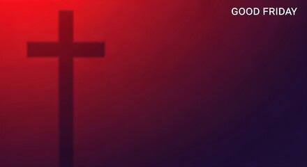 Silhouette of a cross against a gradient background in red and blue tones