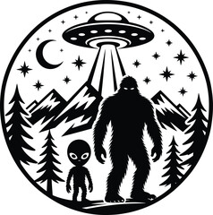 Bigfoot and Alien Svg Bundle, Alien svg