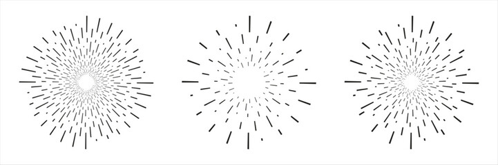 Obraz premium Sunburst starburst radial burst with radiating light rays and concentric dots lines retro comic explosion on isolated background 