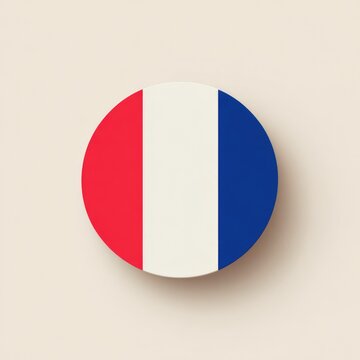 Round French flag icon isolated on soft background