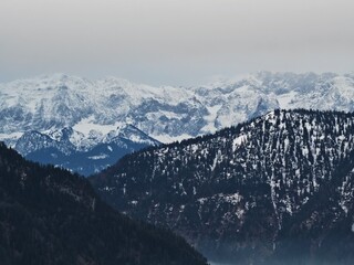 snow covered mountains in winter