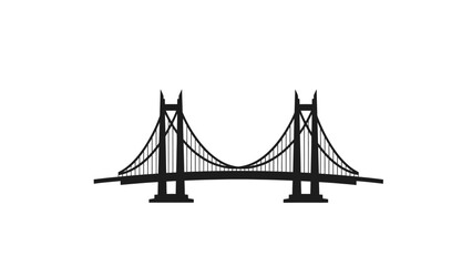 Fototapeta premium Suspension Bridge Silhouette Illustration Design.