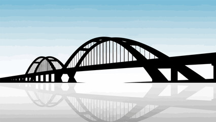 Obraz premium Black Silhouette of Railway Bridge Illustration.