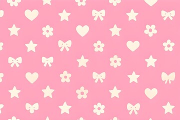  Lovely Background with Hearts and Ribbons, Romantic and Cute Decorative Pattern for Valentine, Celebration, and Love Theme