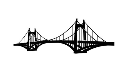 Obraz premium Suspension Bridge Silhouette Illustration Design Element.