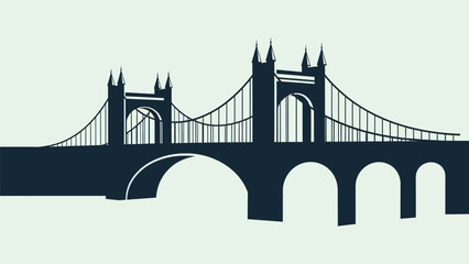 Tower Bridge Silhouette Illustration Design Element.