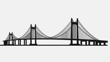Obraz premium Suspension Bridge Silhouette Illustration Design Element.