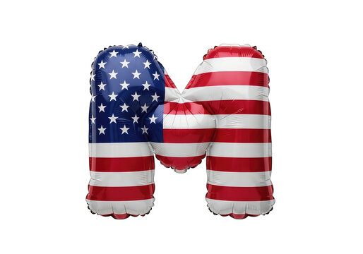 American flag balloons in shape of letter M for patriotic events